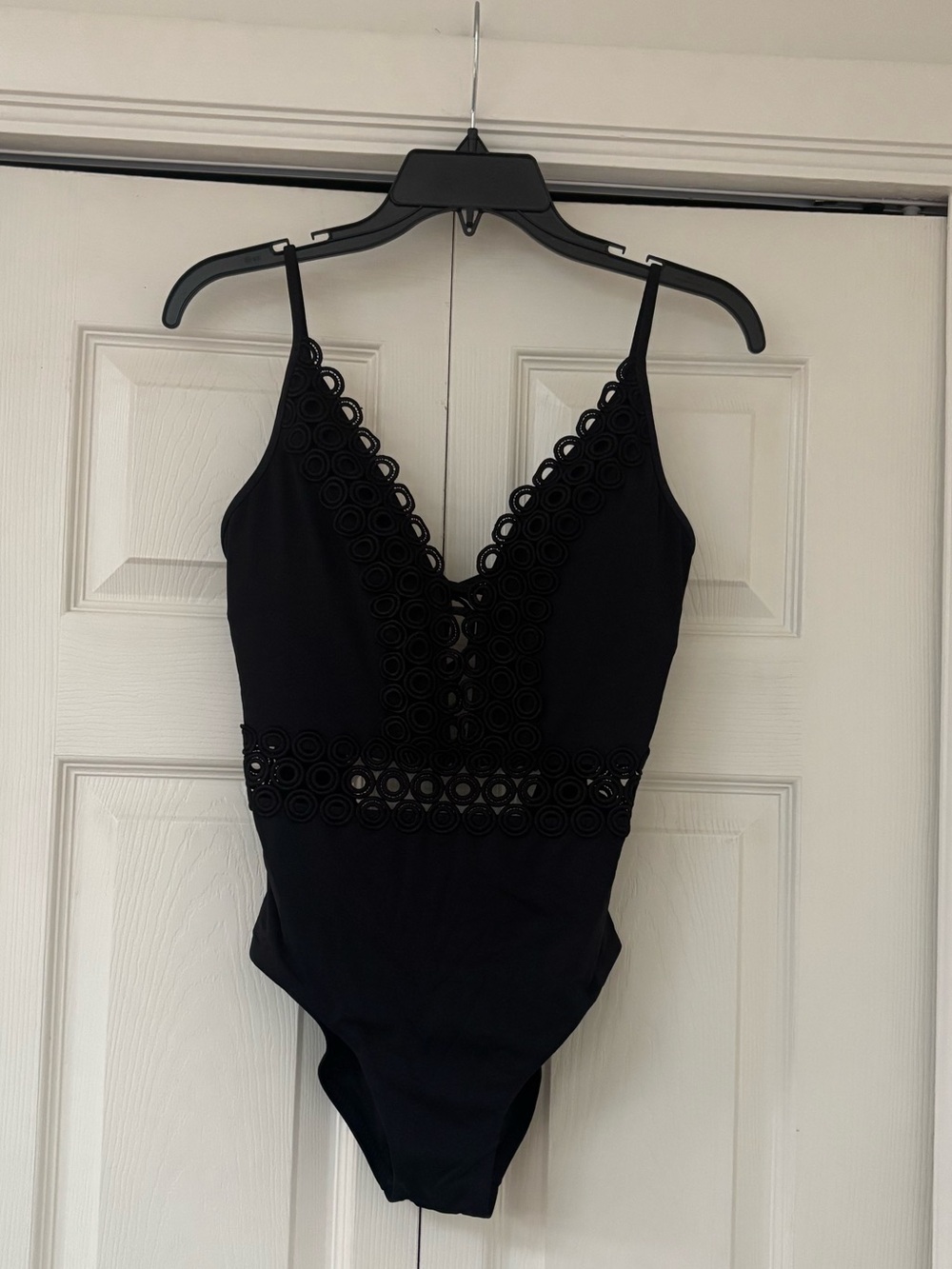 BECCA Siren Black Plunge One Piece Swimsuit with Detailed Cut Outs - Picture 2 of 11